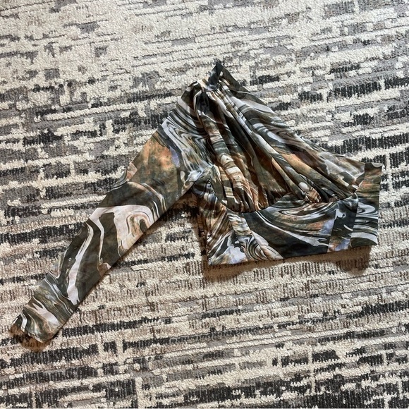 Zara Retro Asymmetrical Tulle Corset Semi Sheer Arm 1 Shoulder Crop Top - Picture 5 of 11